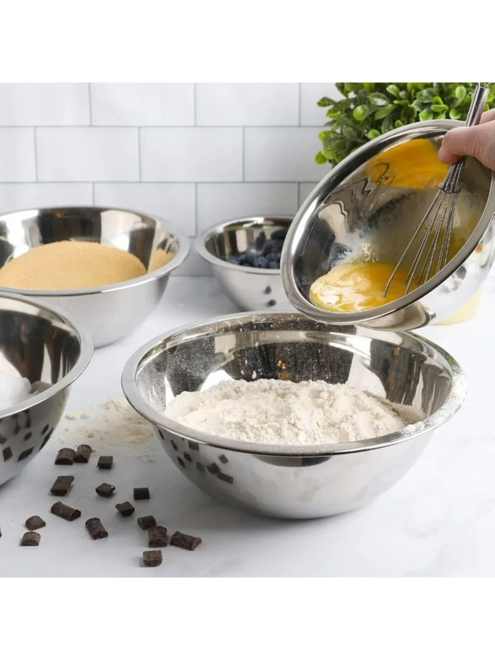5-Piece Stainless Steel Mixing Bowl Set | Eco-Friendly Kitchen Food Storage